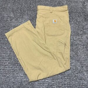 Carhartt Mens Rugged Flex Relaxed Fit Work Pants 44x32 Tan Canvas Carpenter